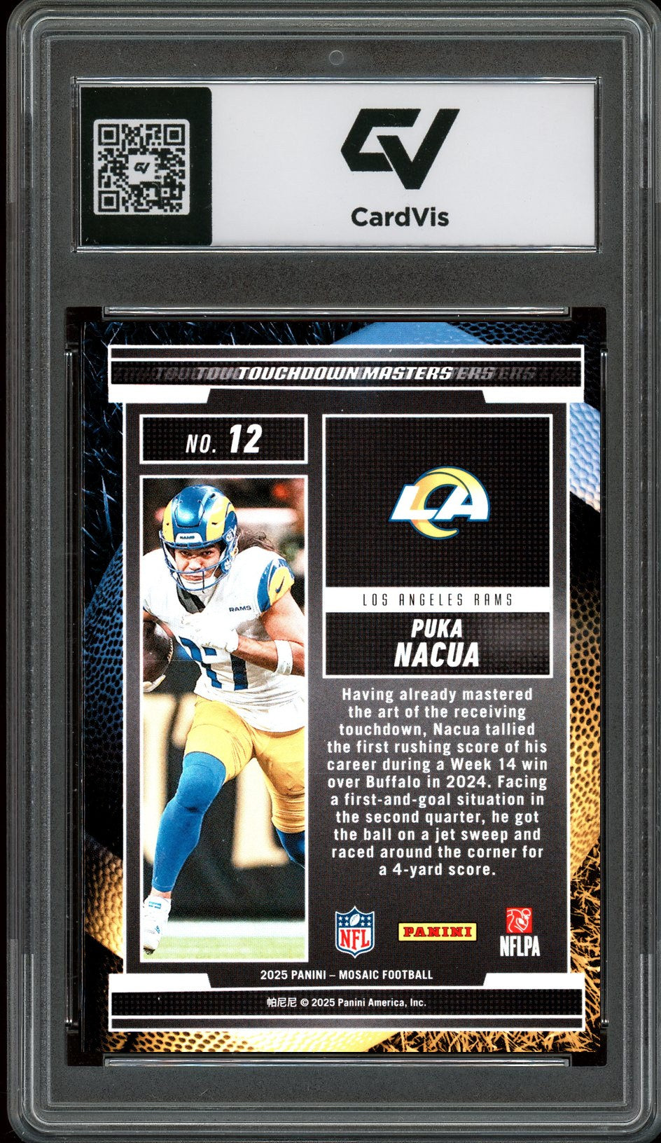 2025 Panini Mosaic #12 Puka Nacua Touchdown Masters Graded 10 Gem Mint - Back