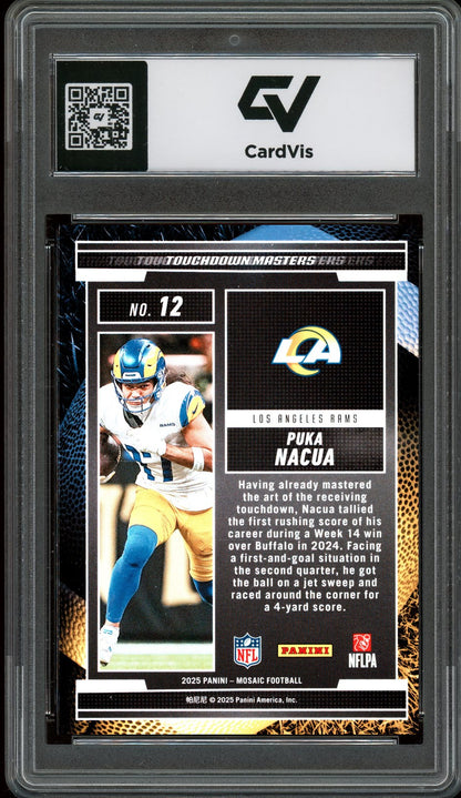 2025 Panini Mosaic #12 Puka Nacua Touchdown Masters Graded 10 Gem Mint - Back