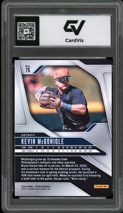 2025 Panini Prizm #75 Kevin McGonigle Graded 10 Gem Mint - Back