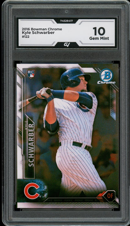 2016 Bowman Chrome #122 Kyle Schwarber Rookie Card RC Graded 10 Gem Mint - Front
