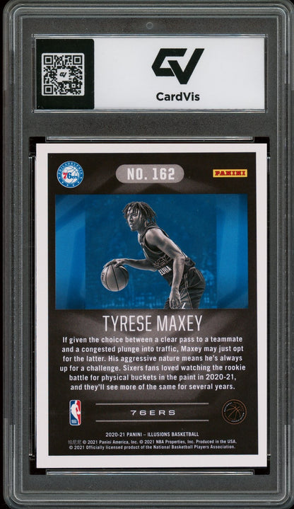 2020 Panini Illusions #162 Tyrese Maxey Rookie Card RC Graded 10 Gem Mint - Back