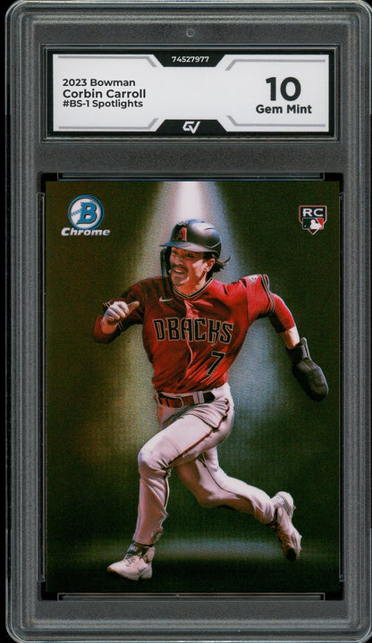 2023 Bowman #BS-1 Corbin Carroll Spotlights Rookie Card RC Graded 10 Gem Mint - Front