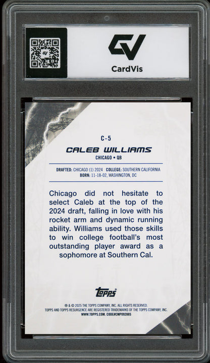 2024 Topps Resurgence #C-5 Caleb Williams Conductors Rookie Card RC Graded 10 Gem Mint - Back
