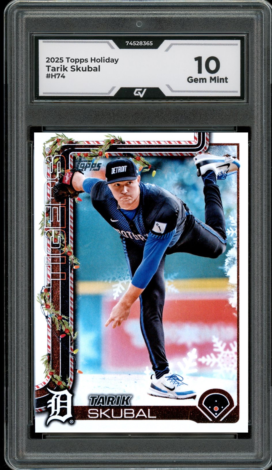 2025 Topps Holiday #H74 Tarik Skubal Graded 10 Gem Mint - Front