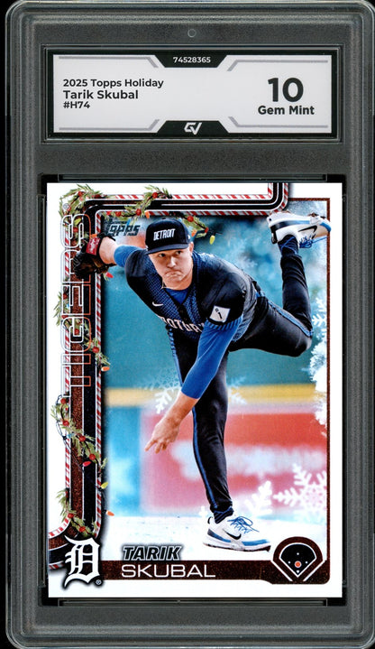 2025 Topps Holiday #H74 Tarik Skubal Graded 10 Gem Mint - Front