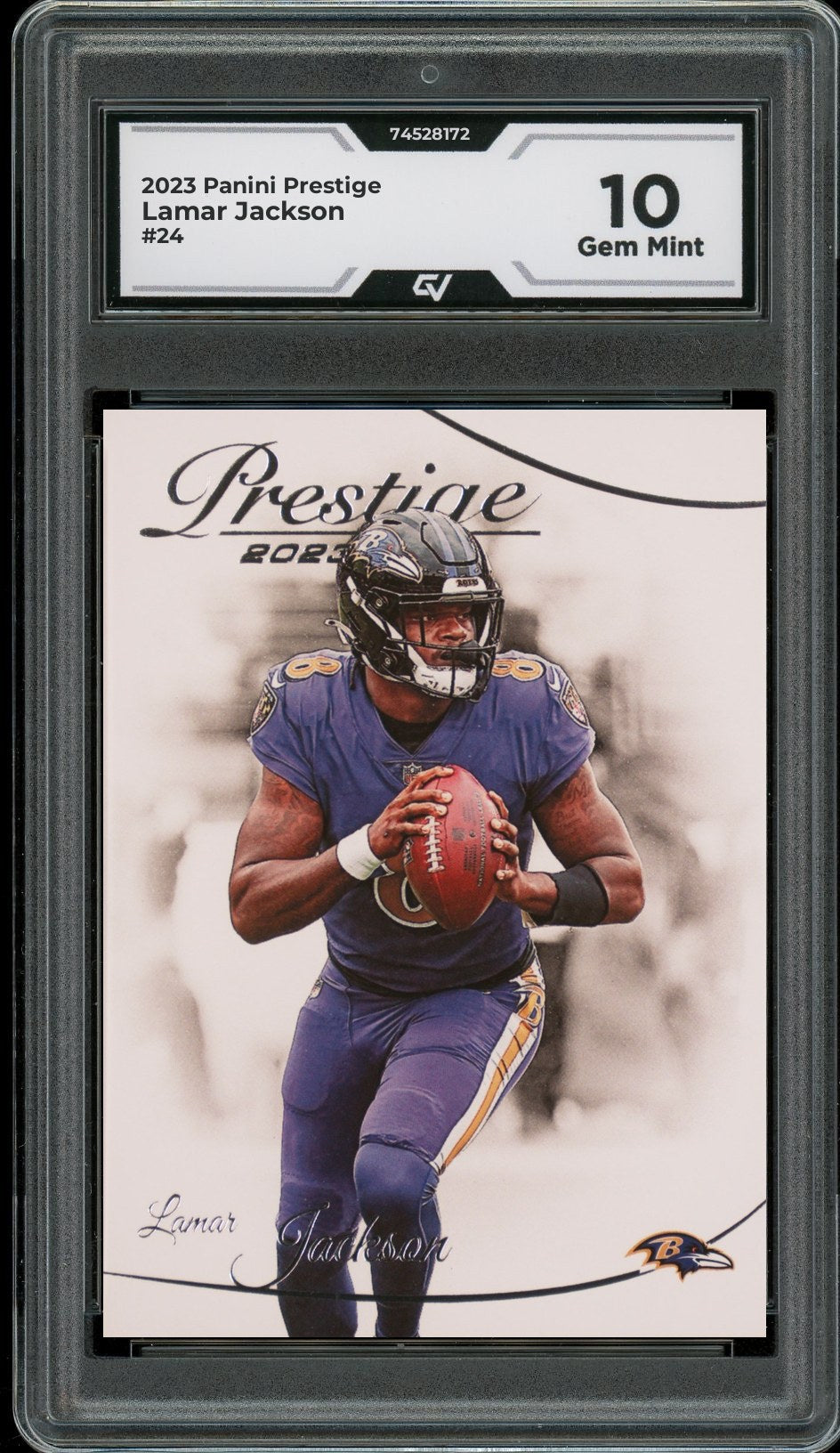 2023 Panini Prestige #24 Lamar Jackson Graded 10 Gem Mint - Front