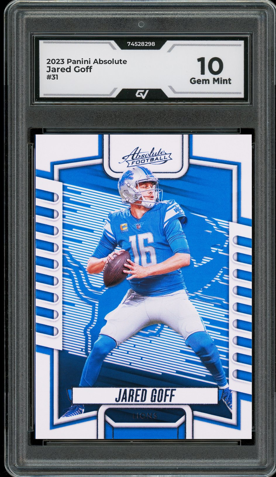 2023 Panini Absolute #31 Jared Goff Graded 10 Gem Mint - Front