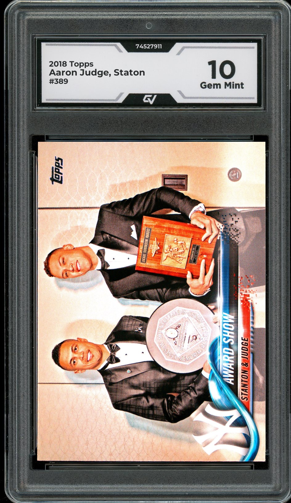 2018 Topps #389 Aaron Judge, Staton Graded 10 Gem Mint - Front