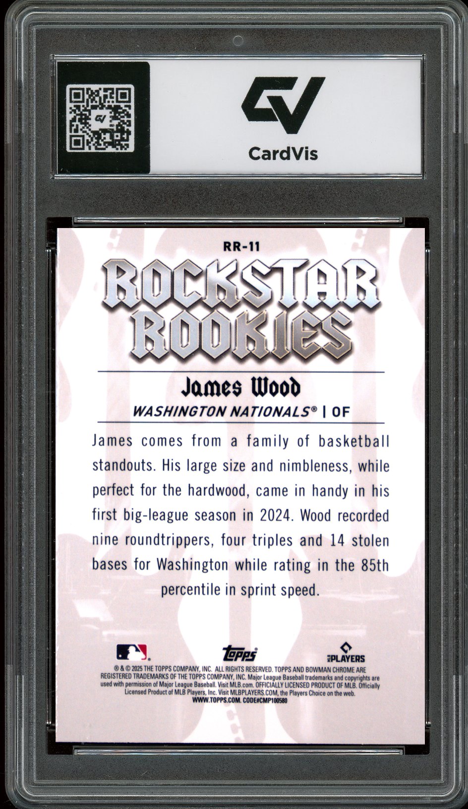 2025 Bowman #RR-11 James Wood Rockstar Rookies Graded 10 Gem Mint - Back
