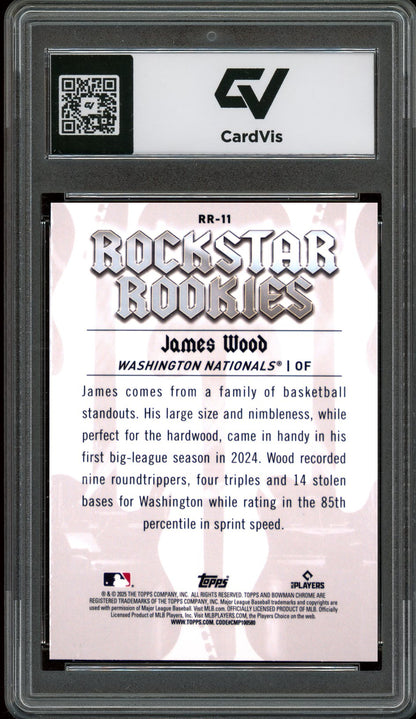 2025 Bowman #RR-11 James Wood Rockstar Rookies Graded 10 Gem Mint - Back