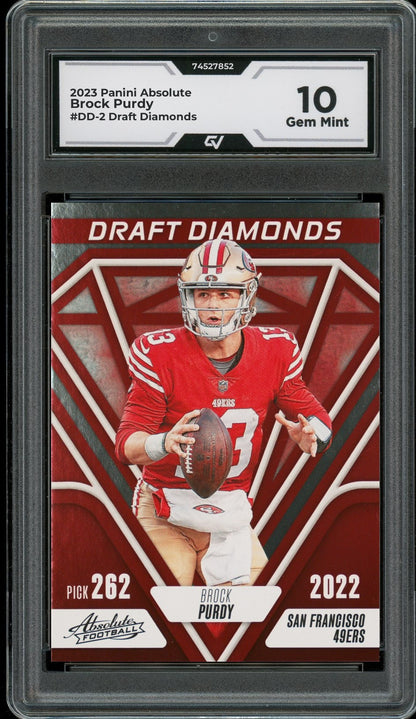 2023 Panini Absolute #DD-2 Brock Purdy Draft Diamonds Graded 10 Gem Mint - Front