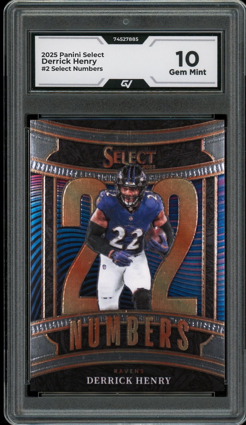 2025 Panini Select #2 Derrick Henry Select Numbers Graded 10 Gem Mint - Front