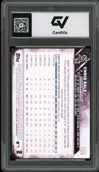 2016 Topps Chrome #139 Chris Sale Graded 10 Gem Mint - Back