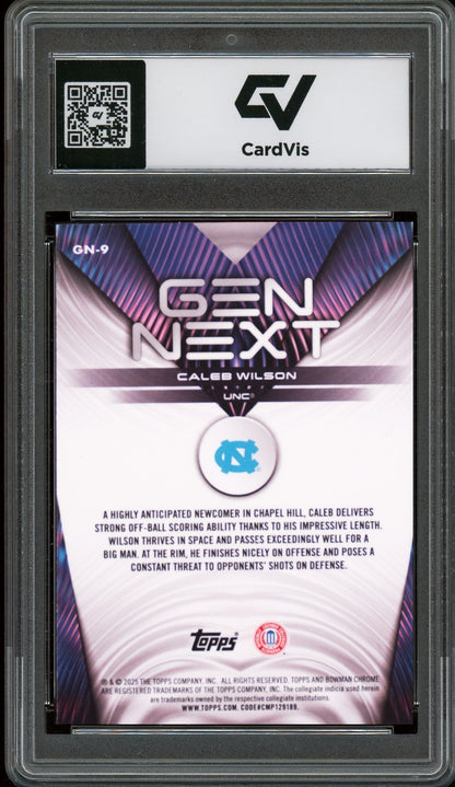2025 Bowman University #GN-9 Caleb Wilson Gen Next Rookie Card RC Graded 10 Gem Mint - Back