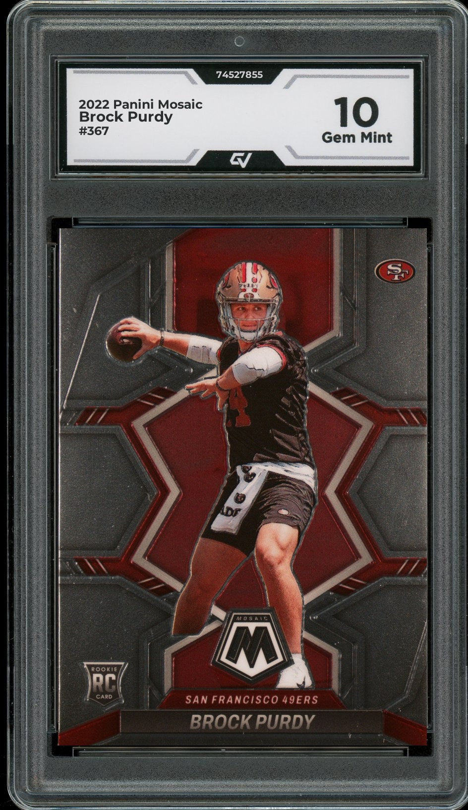 2022 Panini Mosaic #367 Brock Purdy Rookie Card RC Graded 10 Gem Mint - Front
