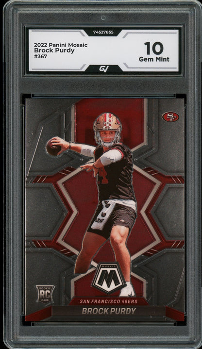 2022 Panini Mosaic #367 Brock Purdy Rookie Card RC Graded 10 Gem Mint - Front