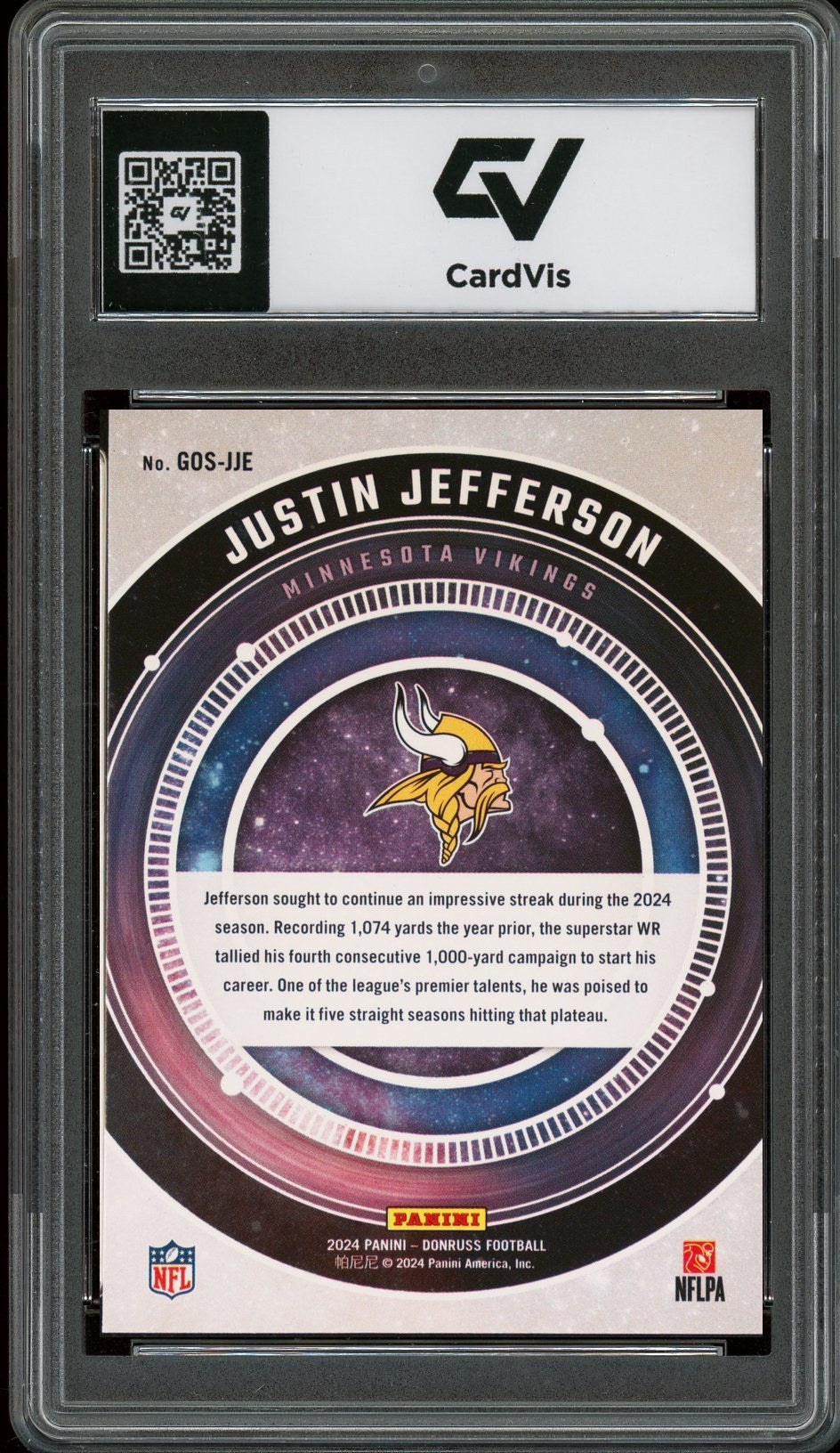 2024 Panini Donruss #GOS-JJE Justin Jefferson Galaxy Of Stars Graded 10 Gem Mint - Back