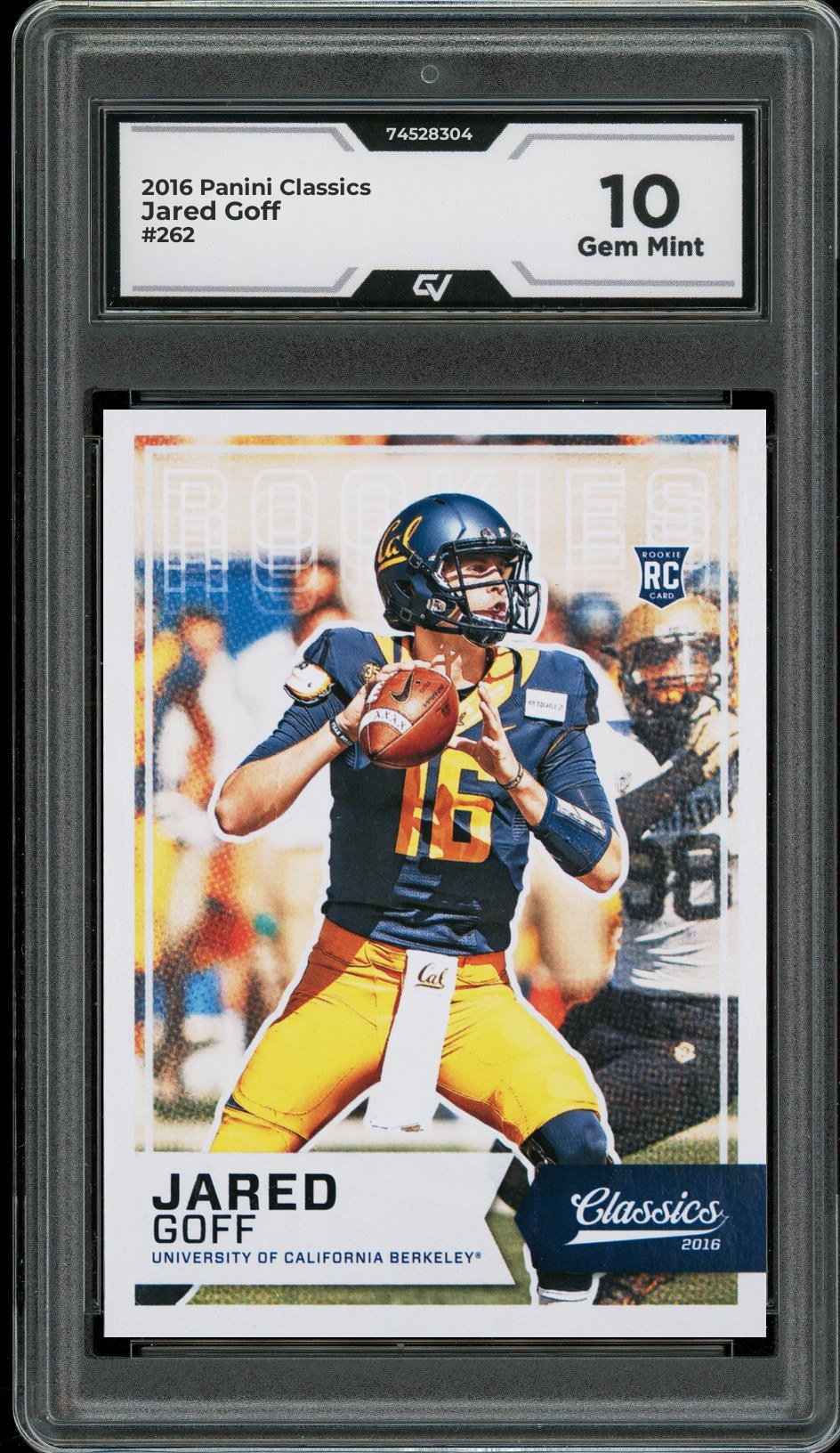 2016 Panini Classics #262 Jared Goff Rookie Card RC Graded 10 Gem Mint - Front