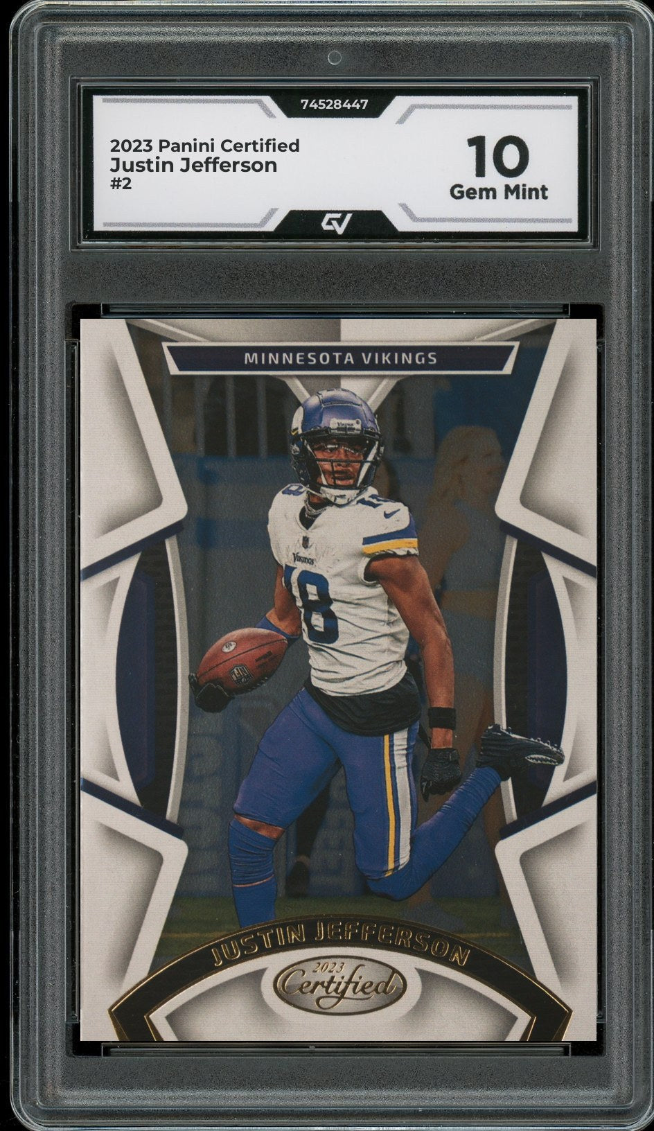 2023 Panini Certified #2 Justin Jefferson Graded 10 Gem Mint - Front