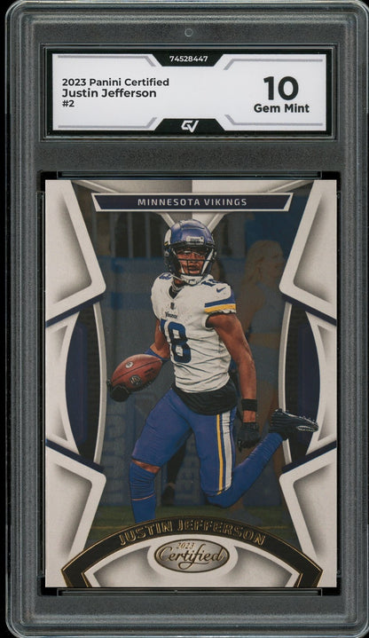 2023 Panini Certified #2 Justin Jefferson Graded 10 Gem Mint - Front