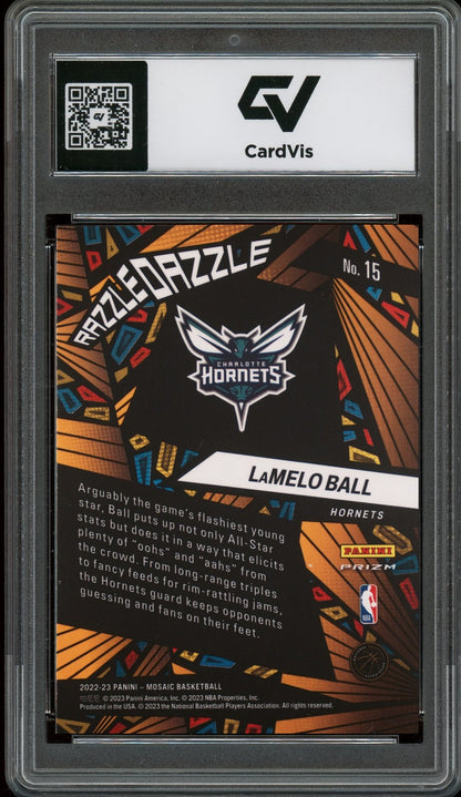 2022 Panini Mosaic #15 Lamelo Ball Razzle Dazzle Graded 10 Gem Mint - Back