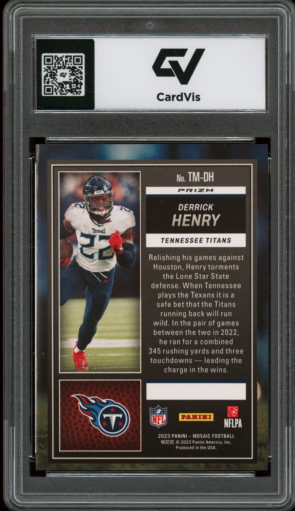 2023 Panini Mosaic #TM-DH Derrick Henry Touchdown Masters Green Graded 10 Gem Mint - Back