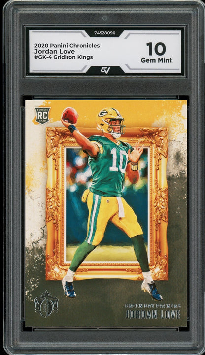 2020 Panini Chronicles #GK-4 Jordan Love Gridiron Kings Rookie Card RC Graded 10 Gem Mint - Front