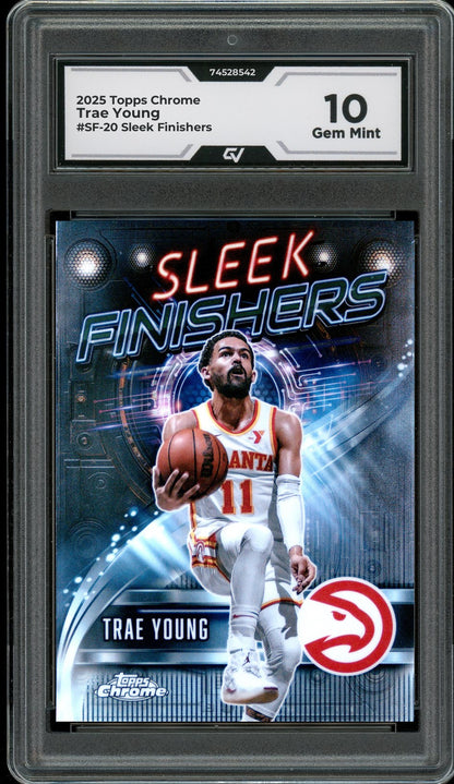 2025 Topps Chrome #SF-20 Trae Young Sleek Finishers Graded 10 Gem Mint - Front