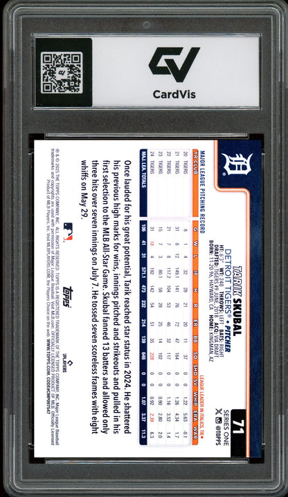 2025 Topps #71 Tarik Skubal Graded 10 Gem Mint - Back
