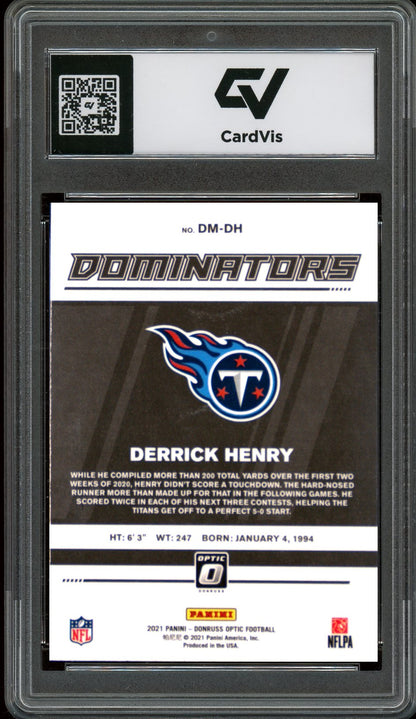 2021 Panini Donruss Optic #DM-DH Derrick Henry Dominators Graded 10 Gem Mint - Back