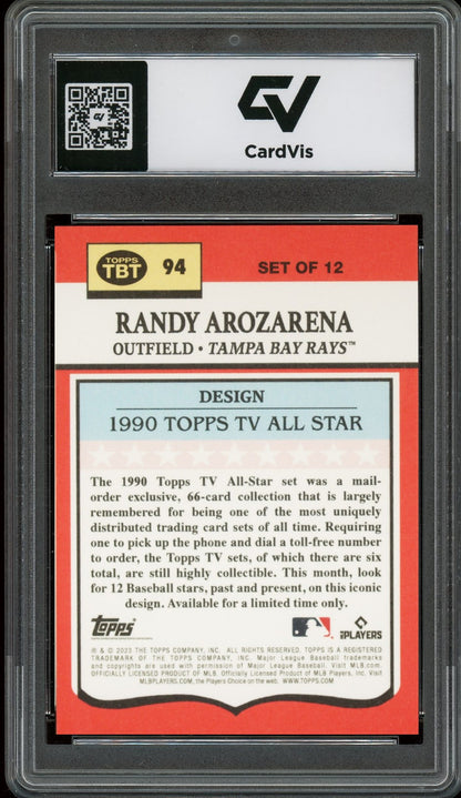 2023 Topps #94 Randy Arozarena TBT Graded 10 Gem Mint - Back
