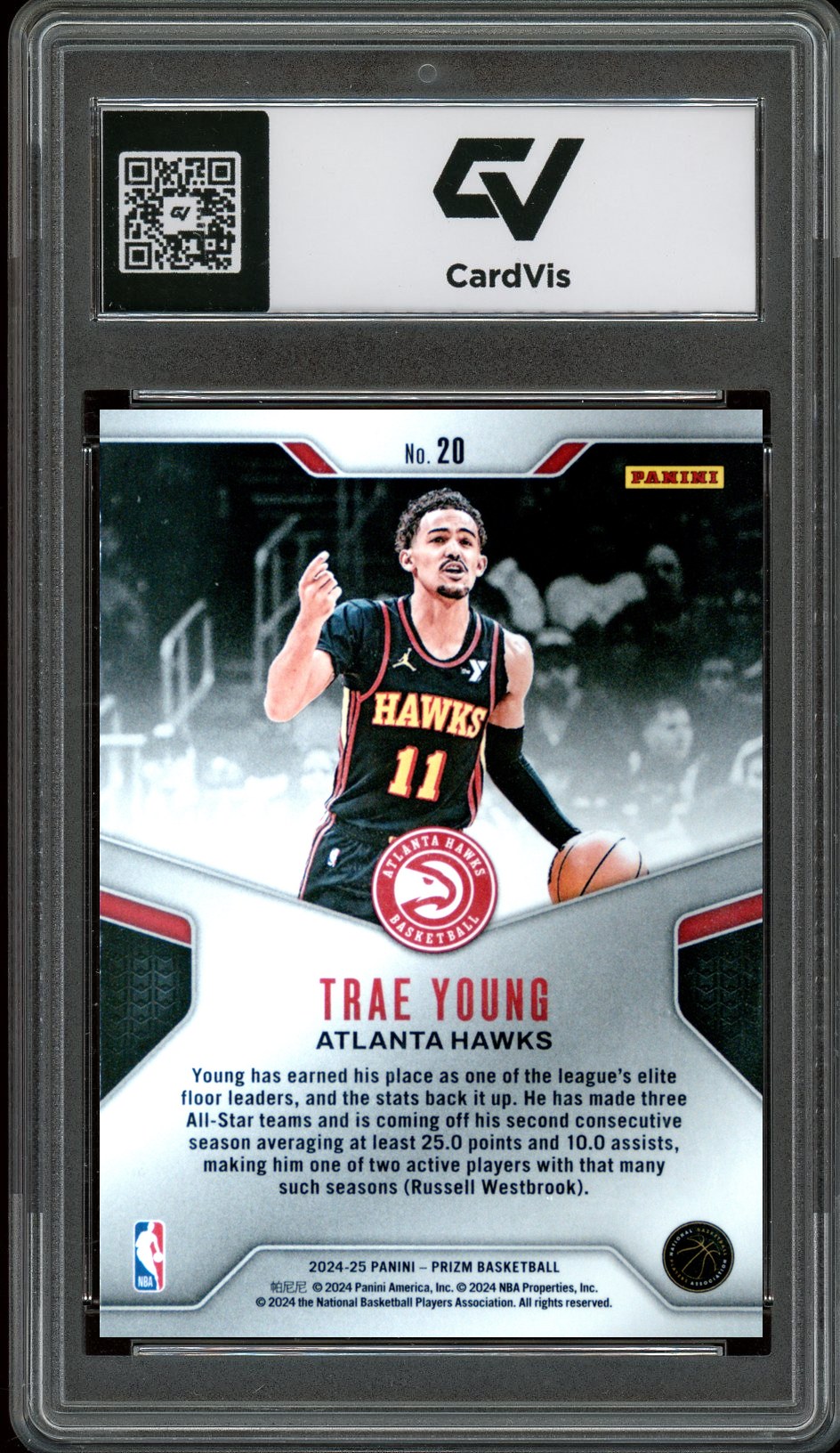 2024 Panini Prizm #20 Trae Young Dominance Graded 10 Gem Mint - Back