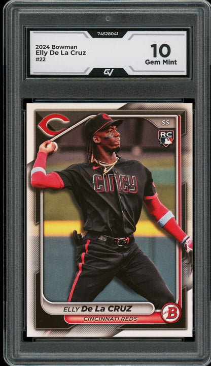 2024 Bowman #22 Elly De La Cruz Rookie Card RC Graded 10 Gem Mint - Front