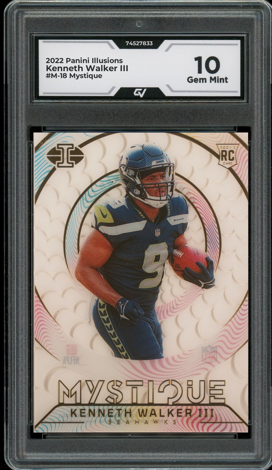 2022 Panini Illusions #M-18 Kenneth Walker III Mystique Rookie Card RC Graded 10 Gem Mint - Front
