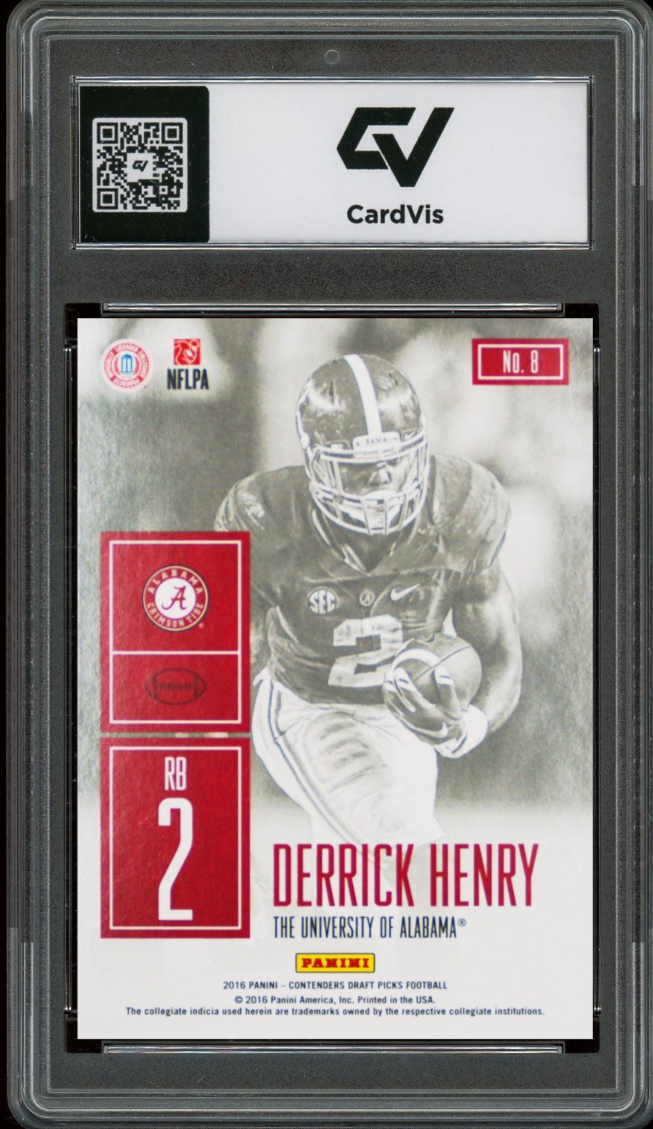 2016 Panini Contenders Draft Picks #8 Derrick Henry Game Day Tickets Rookie Card RC Graded 10 Gem Mint - Back