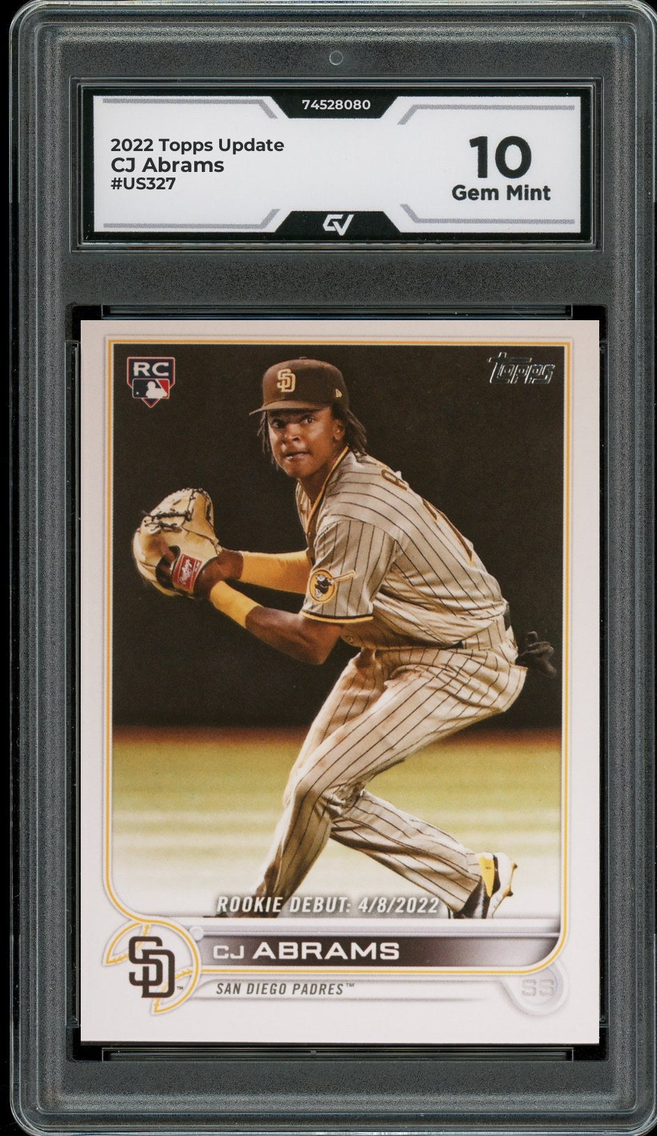 2022 Topps Update #US327 CJ Abrams Graded 10 Gem Mint - Front