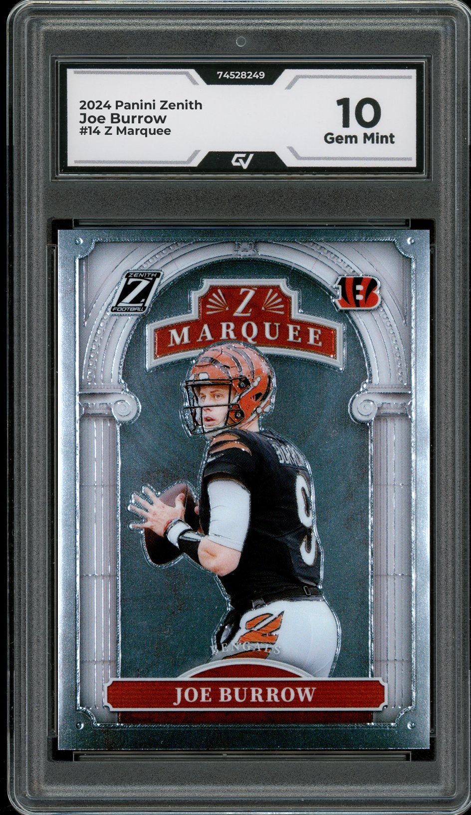 2024 Panini Zenith #14 Joe Burrow Z Marquee Graded 10 Gem Mint - Front