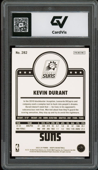 2023 Panini Hoops #282 Kevin Durant Graded 10 Gem Mint - Back