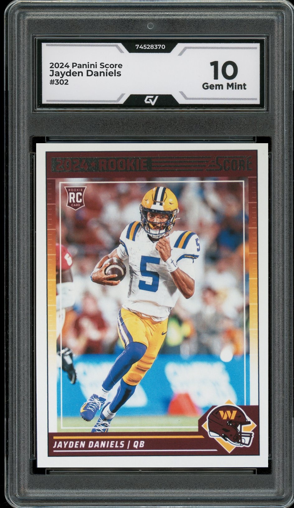 2024 Panini Score #302 Jayden Daniels Rookie Card RC Graded 10 Gem Mint - Front