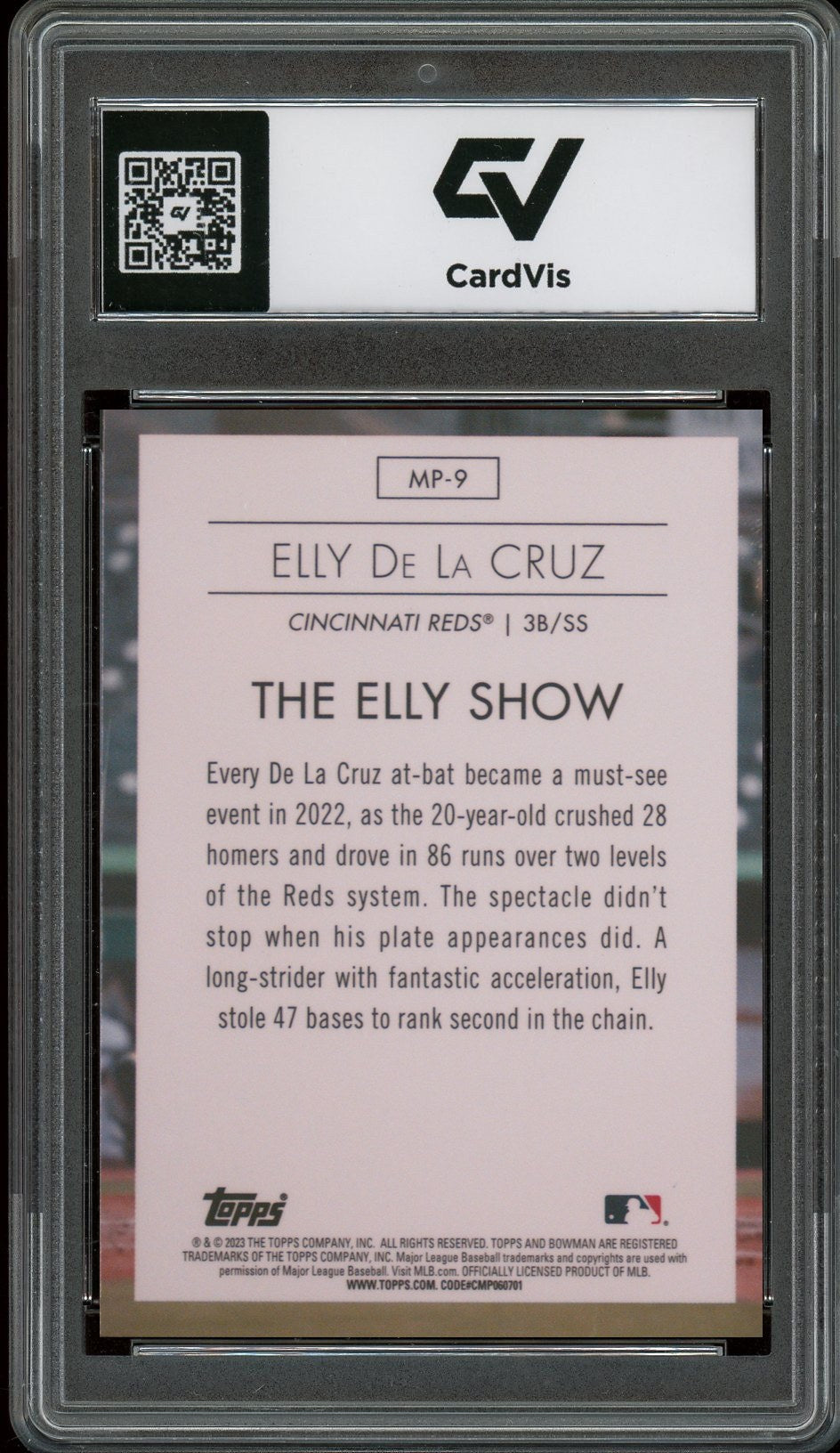 2023 Bowman #MP-9 Elly De La Cruz Modern Prospects Rookie Card RC Graded 10 Gem Mint - Back