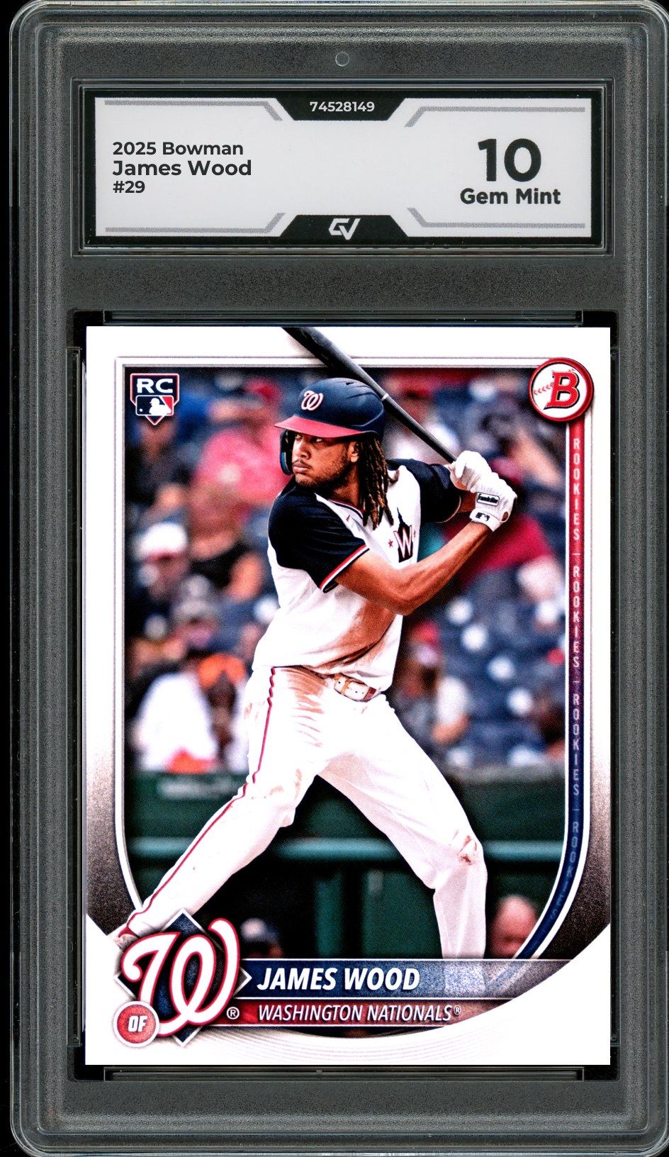 2025 Bowman #29 James Wood Rookie Card RC Graded 10 Gem Mint - Front