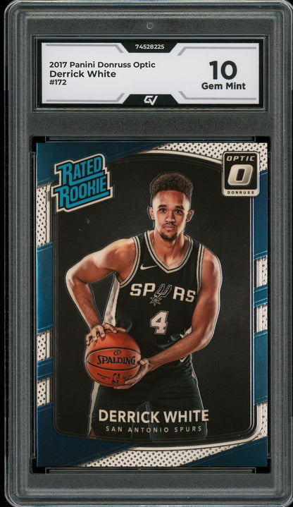 2017 Panini Donruss Optic #172 Derrick White Rookie Card RC Graded 10 Gem Mint - Front