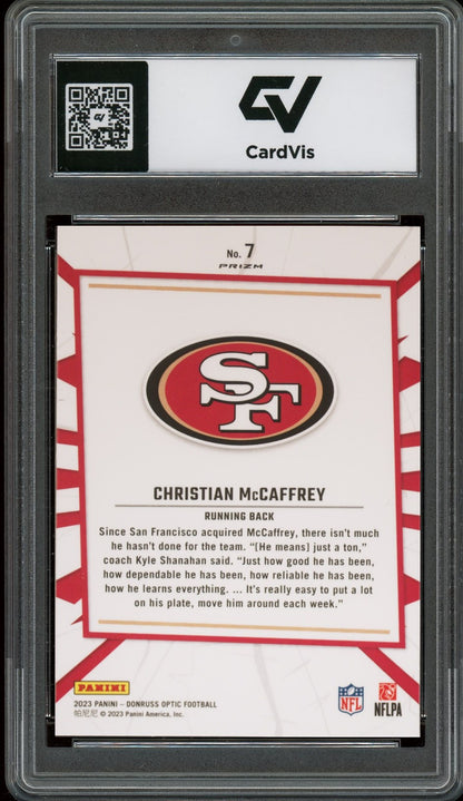 2023 Panini Donruss Optic #7 Christian McCaffrey My House! Graded 10 Gem Mint - Back