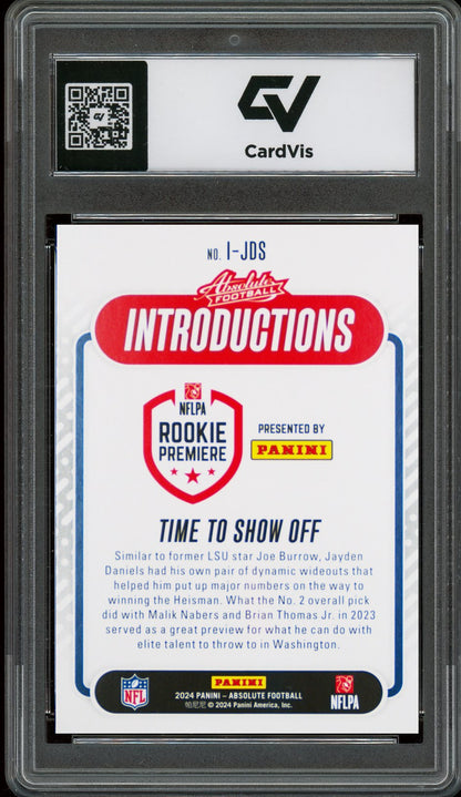 2024 Panini Absolute #I-JDS Jayden Daniels Introductions Rookie Card RC Graded 10 Gem Mint - Back