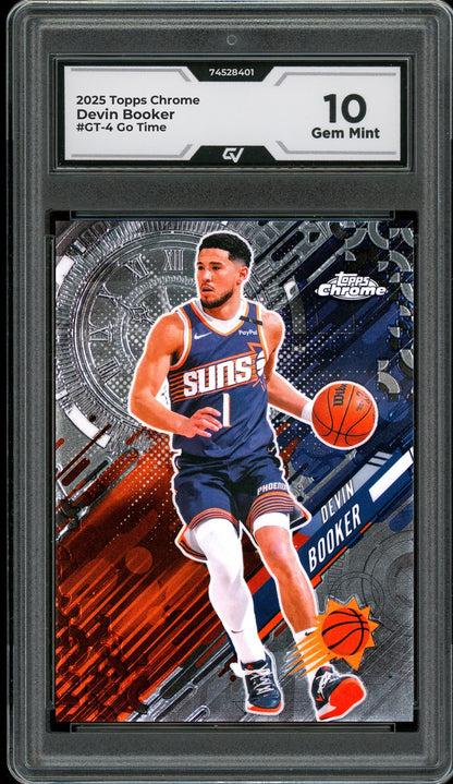 2025 Topps Chrome #GT-4 Devin Booker Go Time Graded 10 Gem Mint - Front