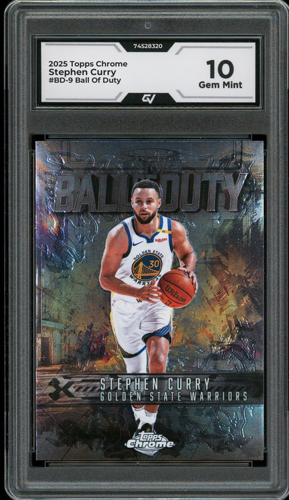 2025 Topps Chrome #BD-9 Stephen Curry Ball Of Duty Graded 10 Gem Mint - Front