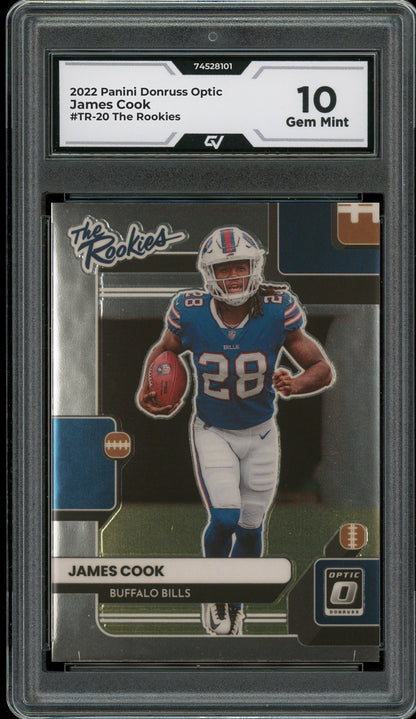 2022 Panini Donruss Optic #TR-20 James Cook The Rookies Rookie Card RC Graded 10 Gem Mint - Front