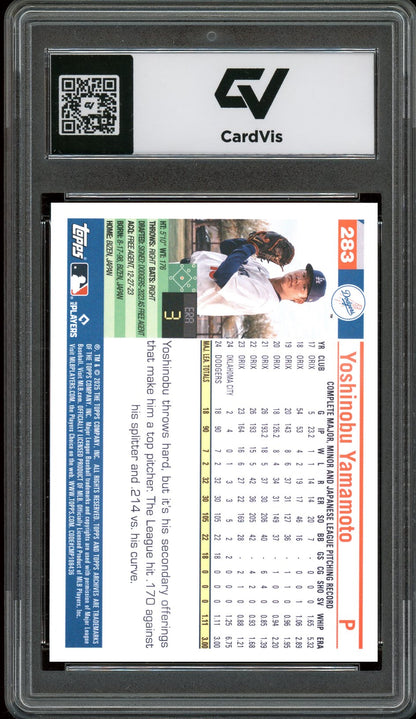 2025 Topps Archives #283 Yoshinobu Yamamoto Graded 10 Gem Mint - Back