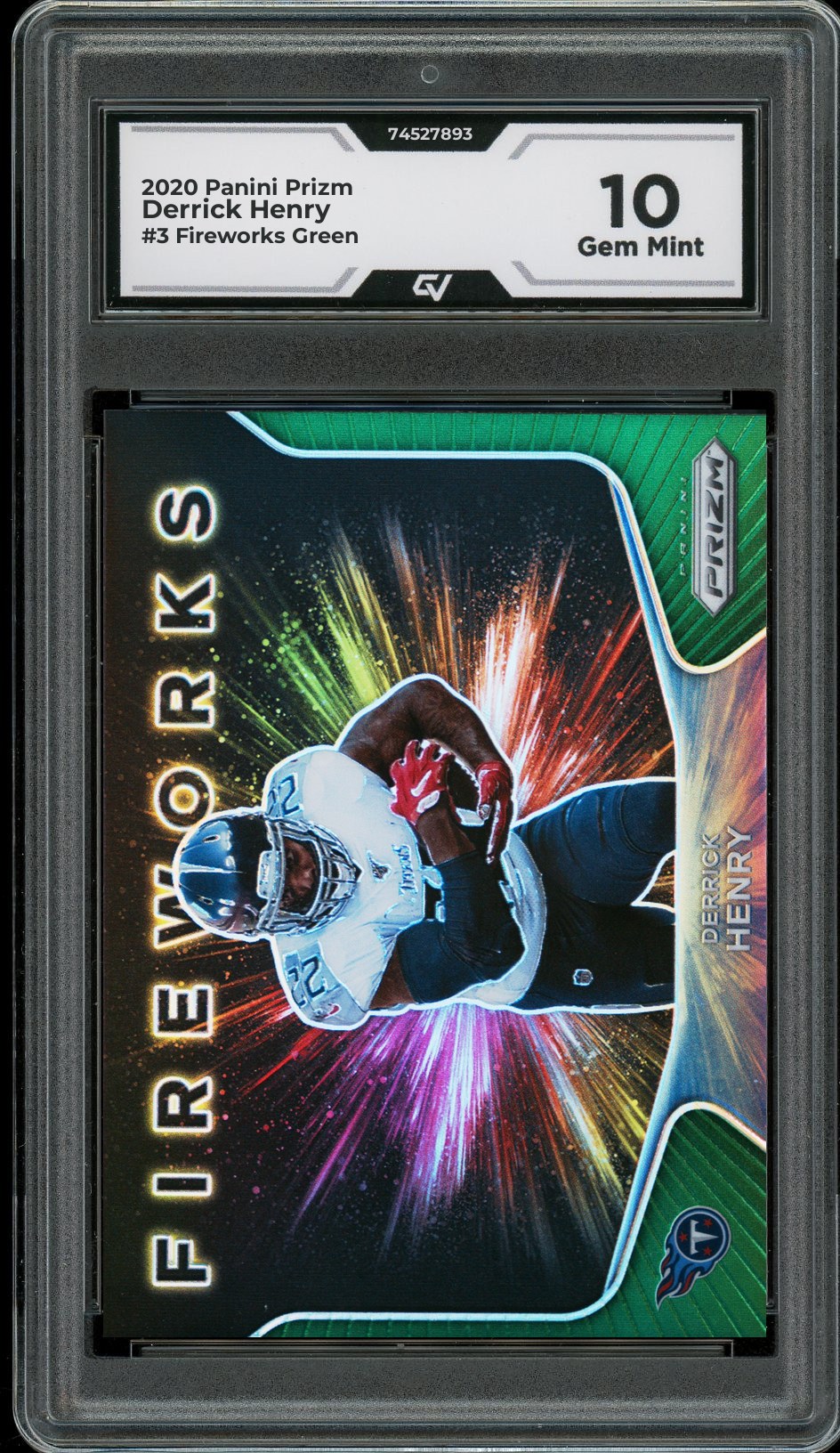 2020 Panini Prizm #3 Derrick Henry Fireworks Green Graded 10 Gem Mint - Front