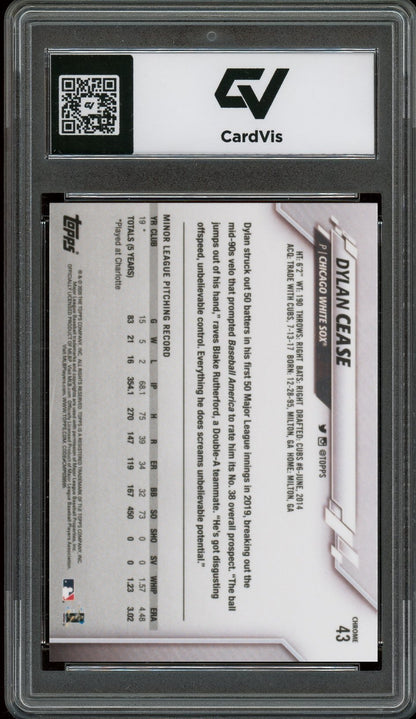2020 Topps Chrome #43 Dylan Cease Rookie Card RC Graded 10 Gem Mint - Back